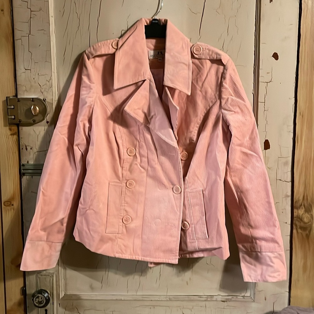 Juicy Couture Vintage pink corduroy peacoat satin lining XL p-coat